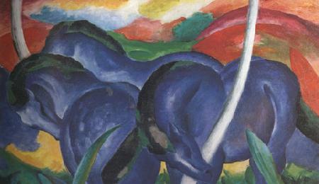 Franz Marc The Large Blue Horses (mk34) Germany oil painting art